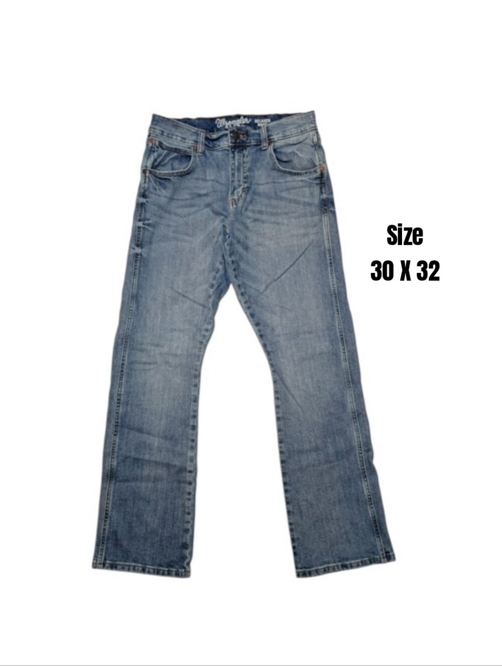 Mens Wrangler Retro Relaxed Fit Boot Cut Jeans Greeley Light Wash Denim 30x32